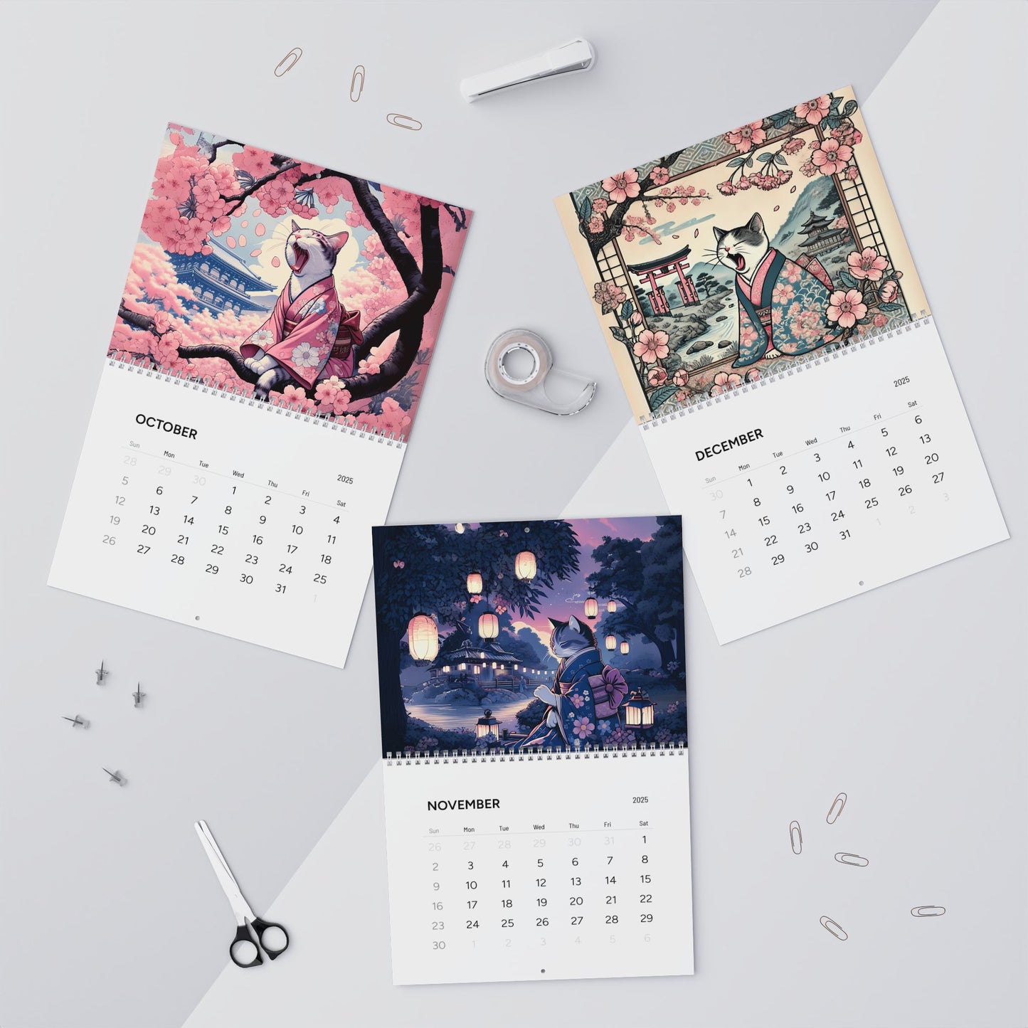 Kawaii Zen Cats of Edo Calendar 2025