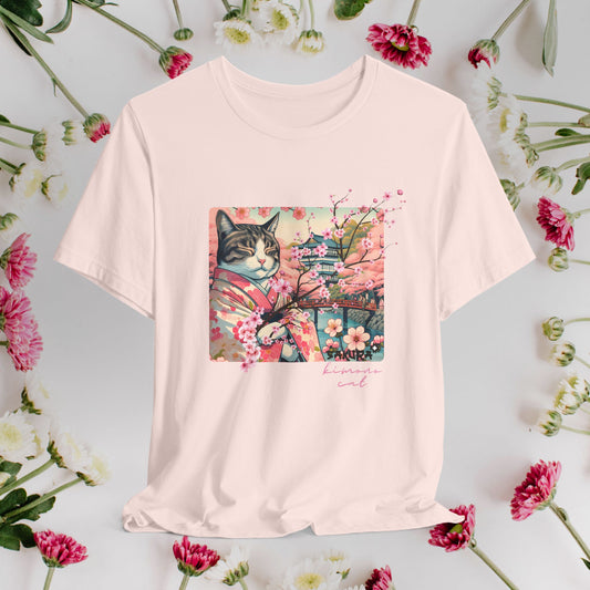 Sakura Kimono Cat Tee, Japanese Flower Boho T-Shirt