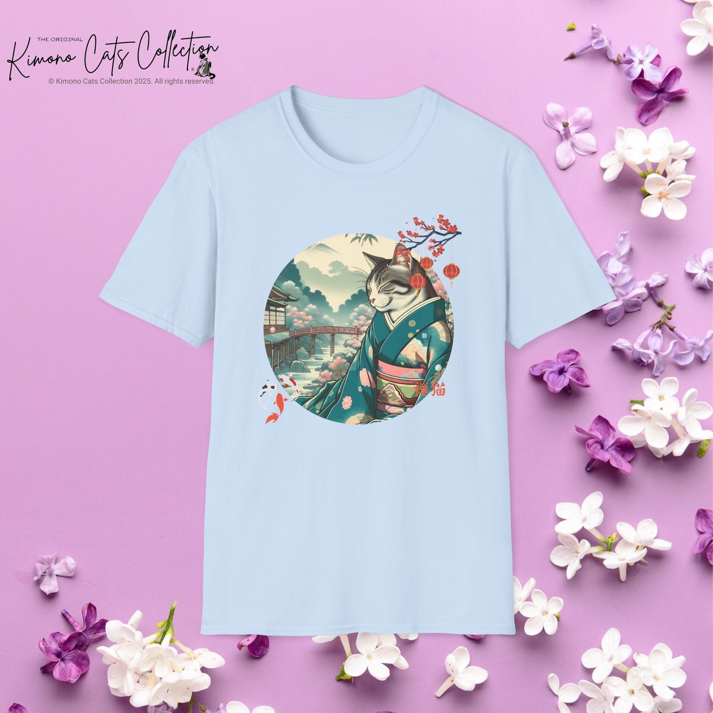 Kimono Cat T-Shirt - Japanese Zen Shrine Neko Softstyle Tee