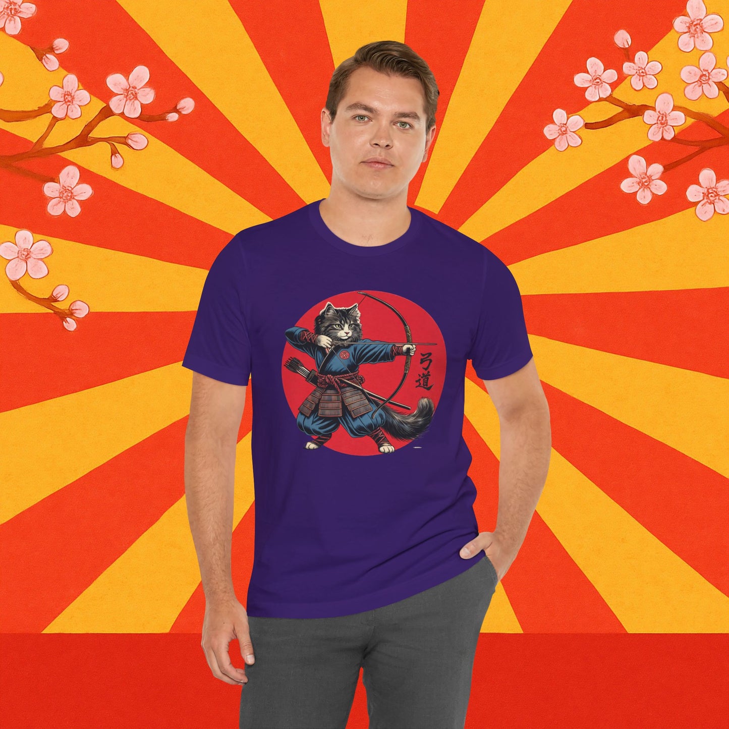 Samurai Cat Tee, Japanese Kyudo Bow