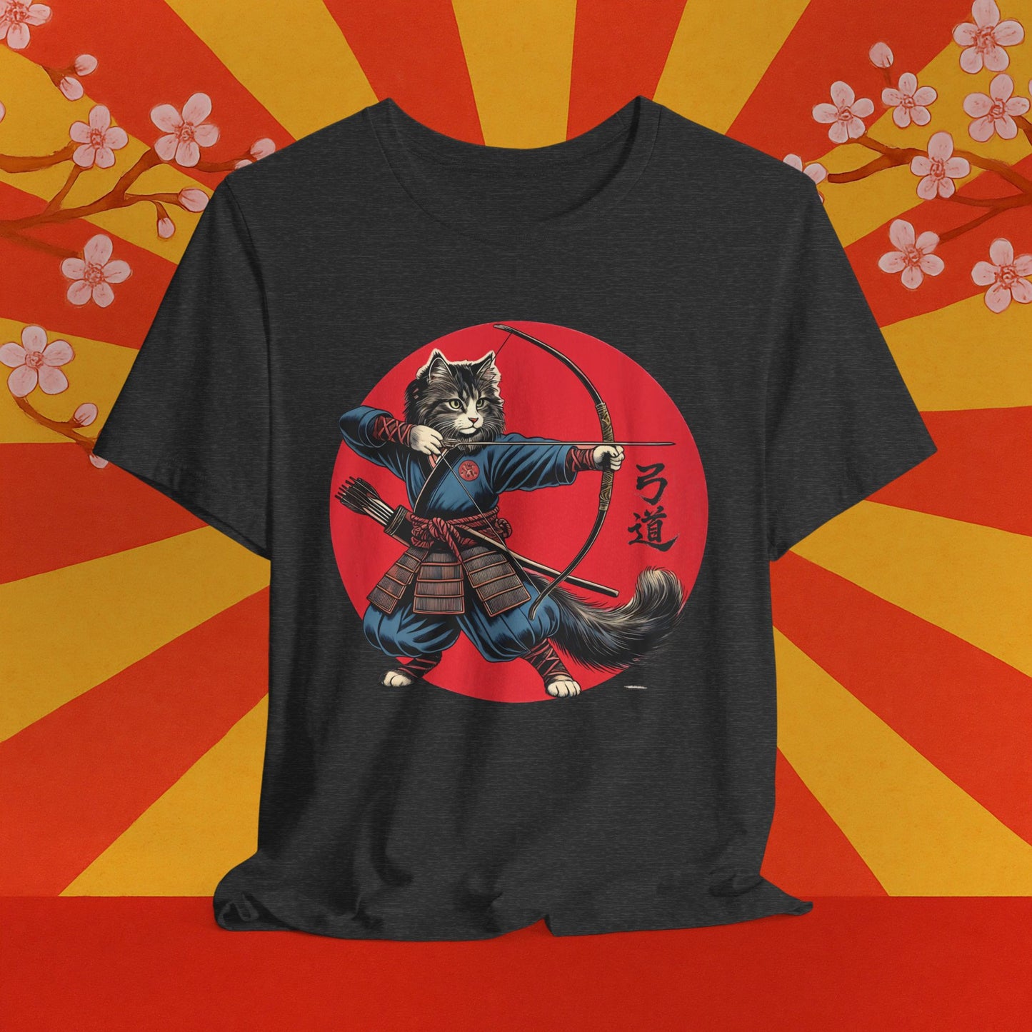 Samurai Cat Tee, Japanese Kyudo Bow