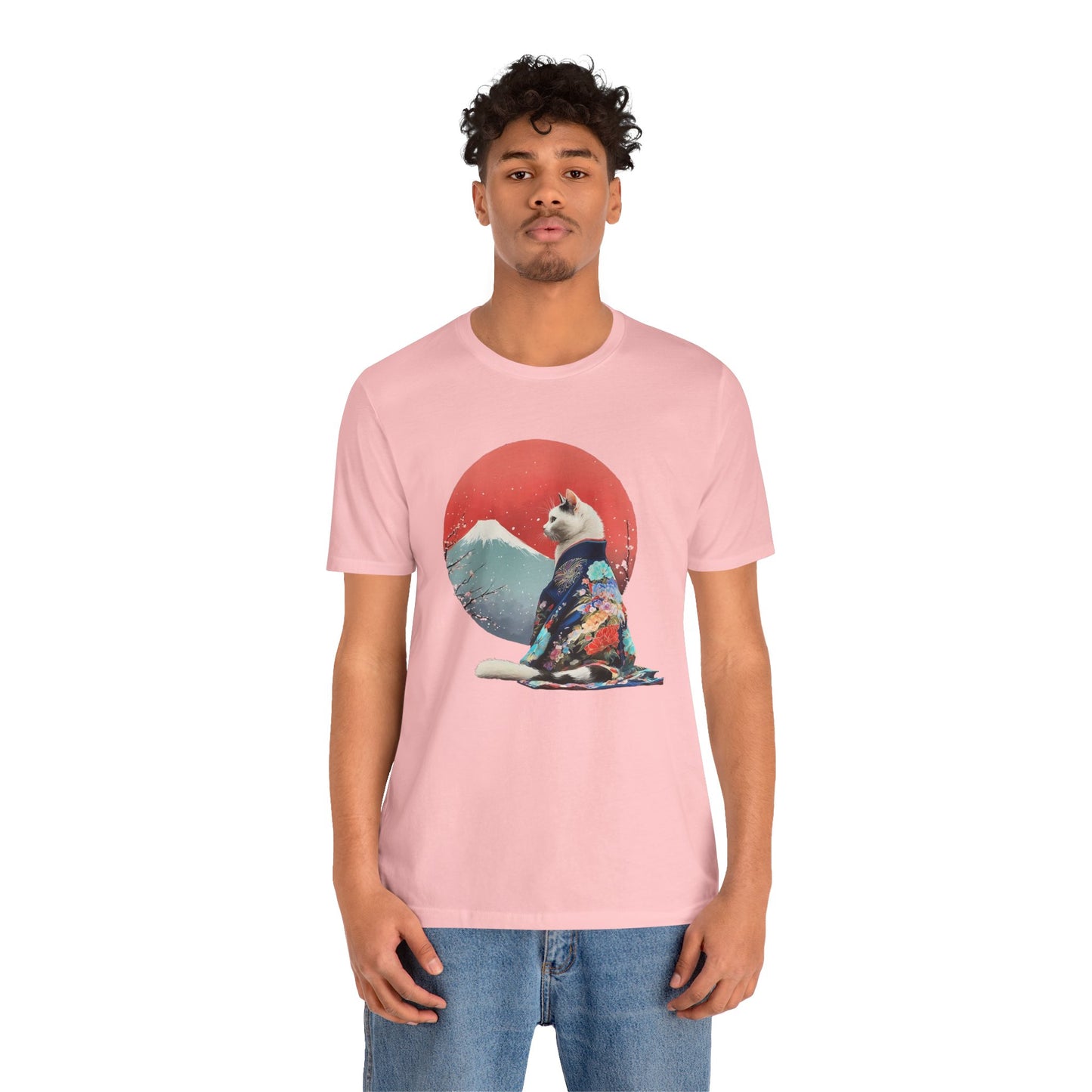 Kimono Cat with Red Sun T-Shirt | Unisex