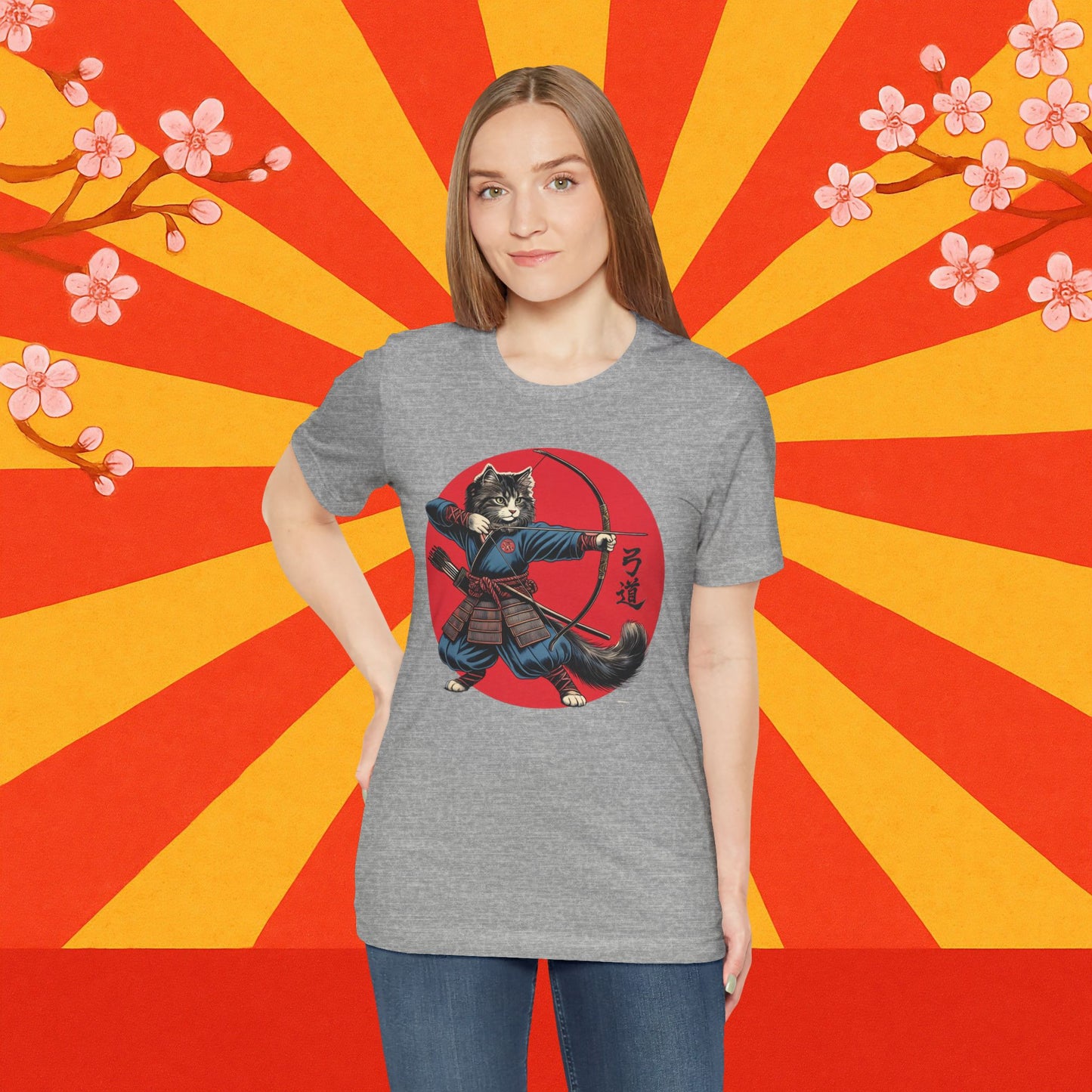 Samurai Cat Tee, Japanese Kyudo Bow