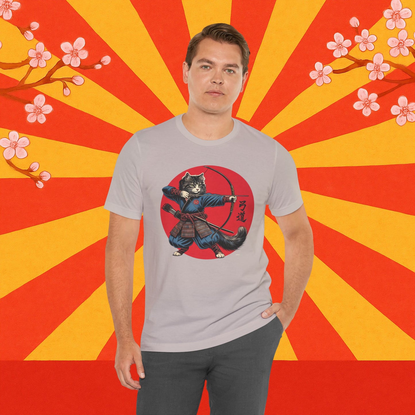 Samurai Cat Tee, Japanese Kyudo Bow