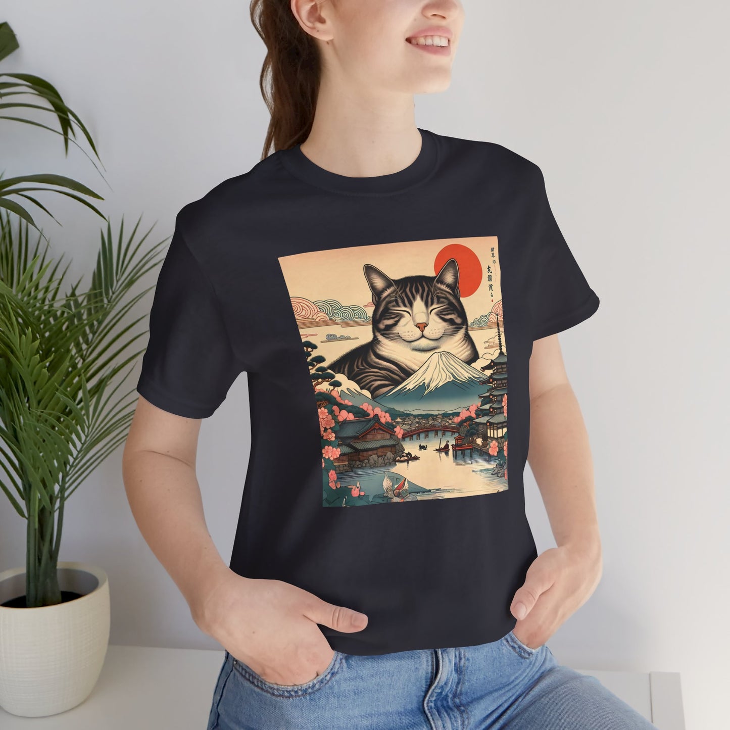 Sakura Mt. Fuji Cat T-Shirt
