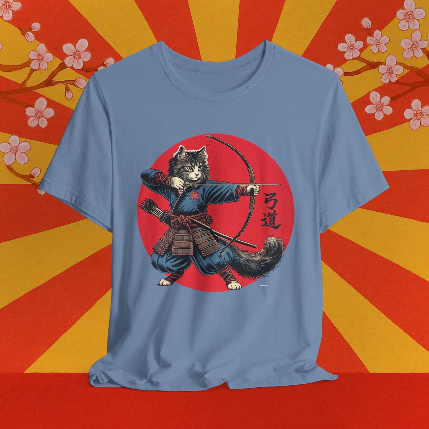 Samurai Cat Tee, Japanese Kyudo Bow
