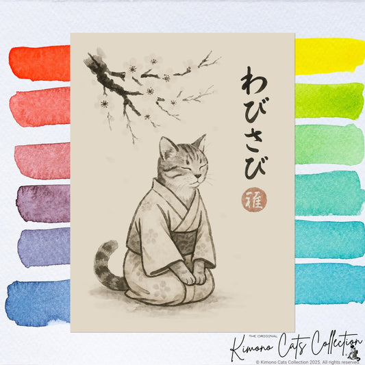 Wabisabi Cat | Japanese-Inspired Zen Wall Art