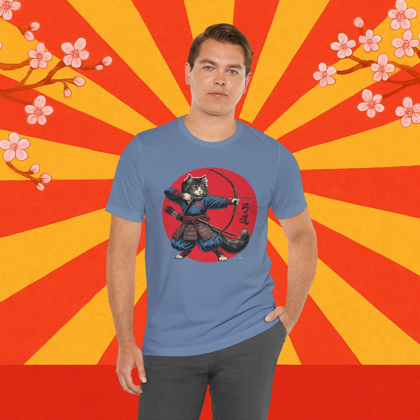 Samurai Cat Tee, Japanese Kyudo Bow