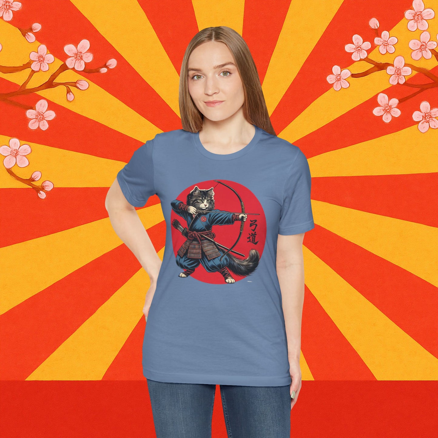 Samurai Cat Tee, Japanese Kyudo Bow