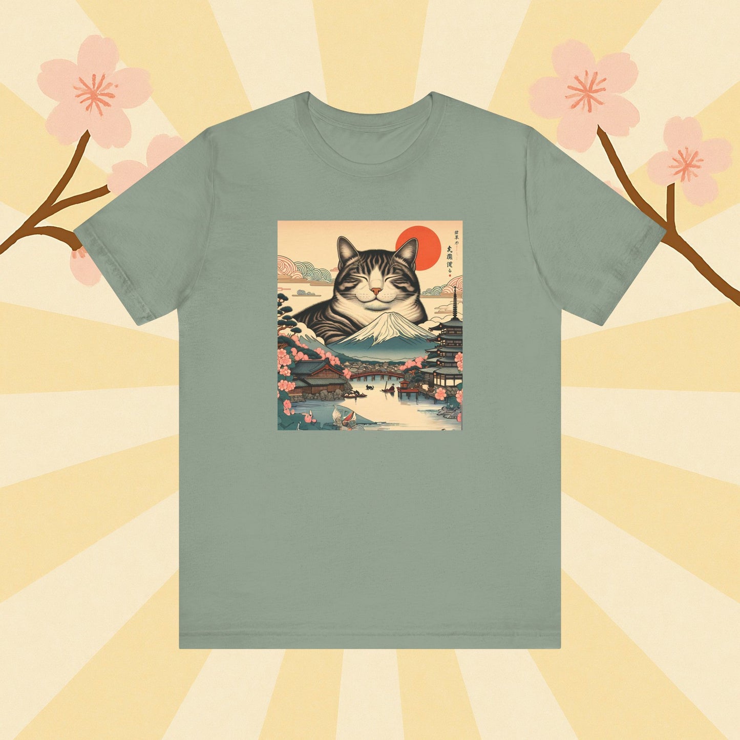 Sakura Mt. Fuji Cat T-Shirt
