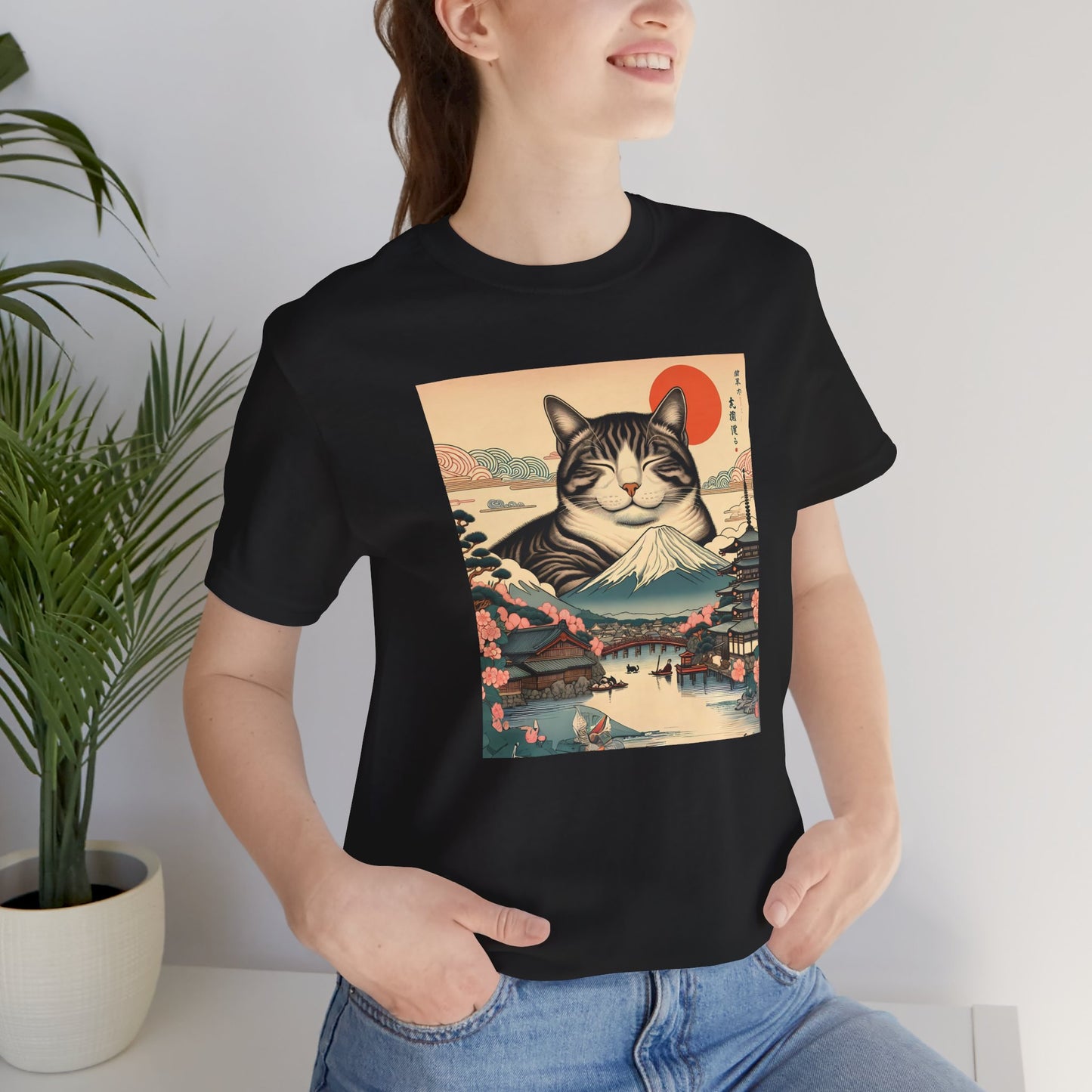 Sakura Mt. Fuji Cat T-Shirt