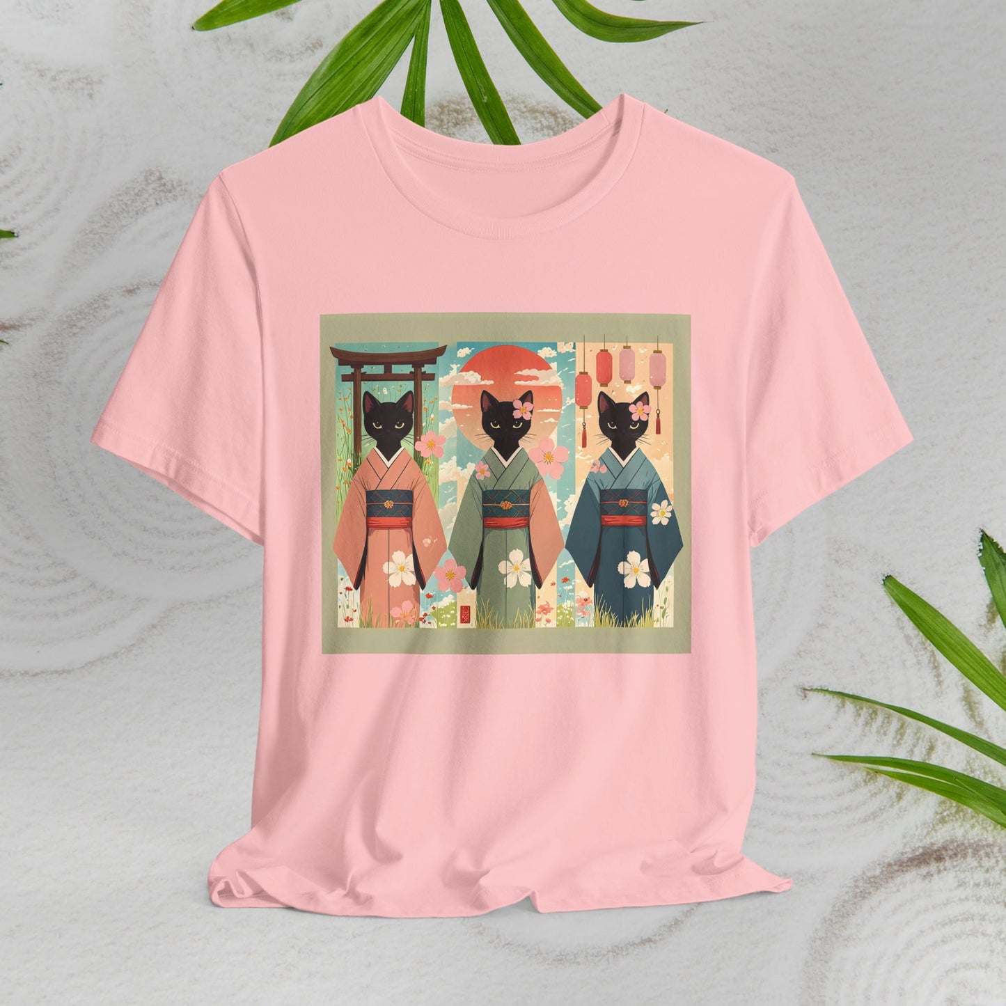 Cute Japanese Black Kitty Cats in Kimonos T-Shirt
