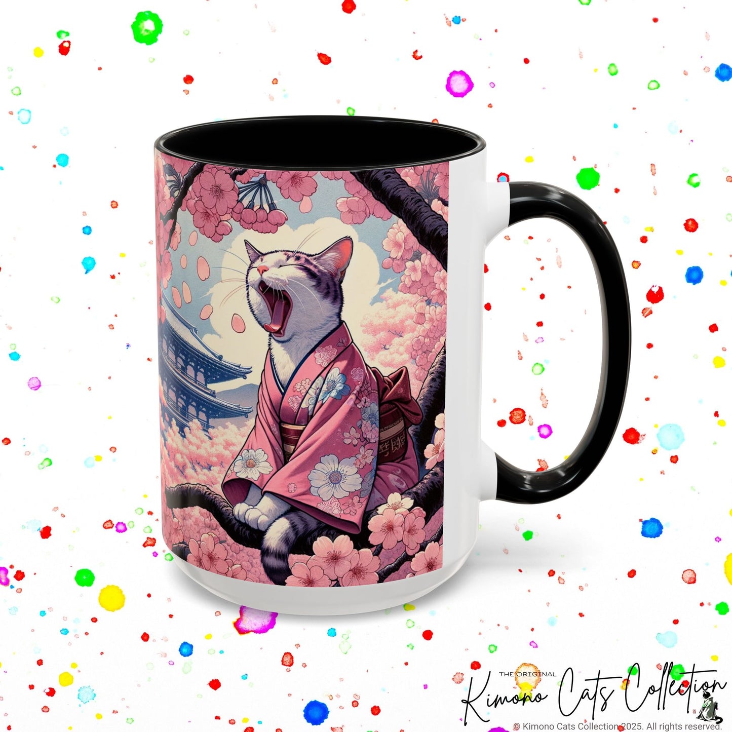 Kimono Cat Mug โ Sakura & Haiku Art ๐ธ๐ฑ
