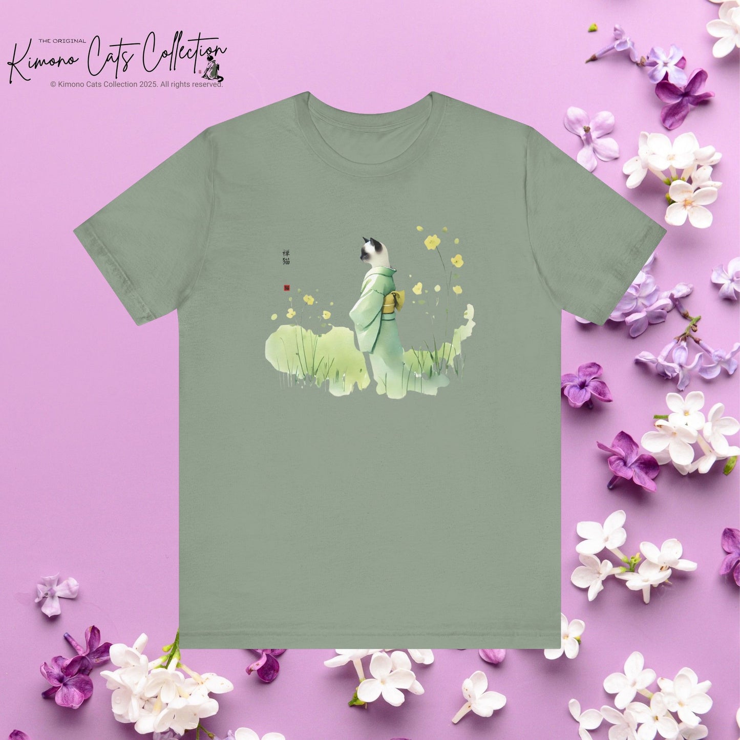 Zen Wildflower Cat T-Shirt