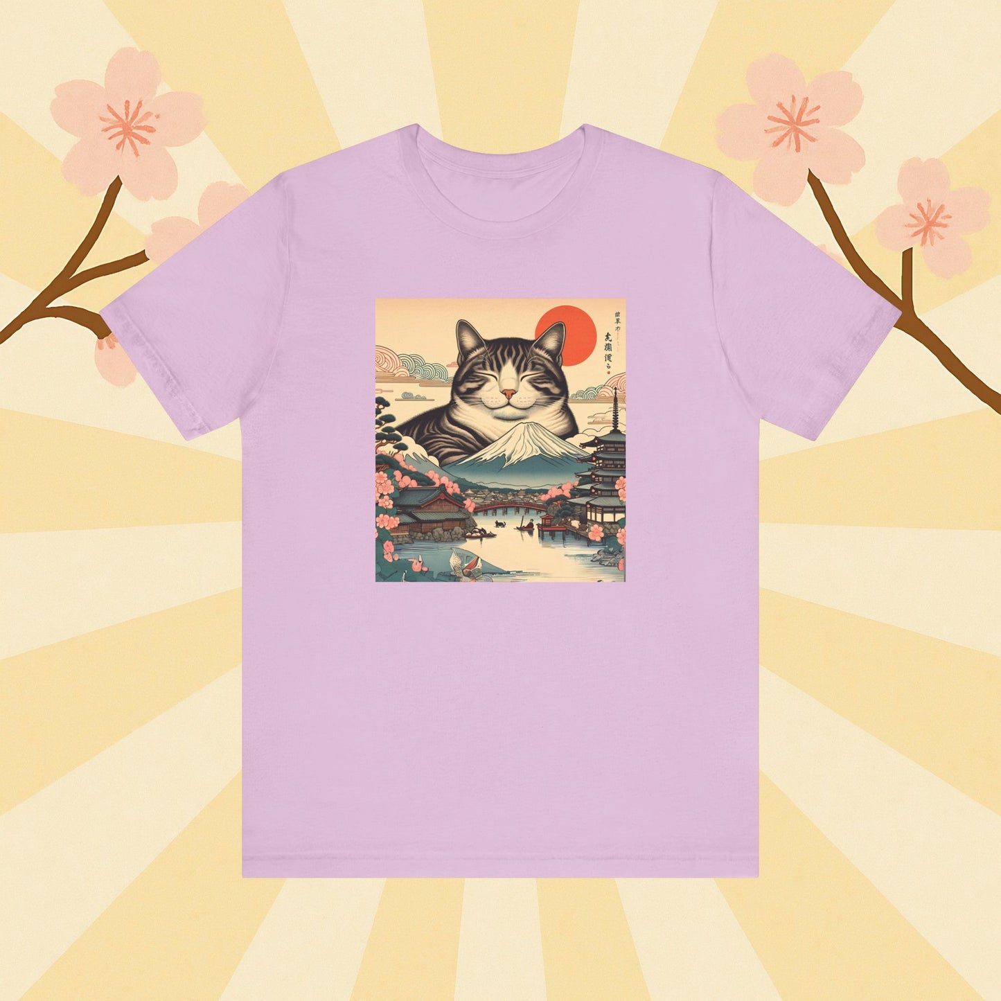 Sakura Mt. Fuji Cat T-Shirt