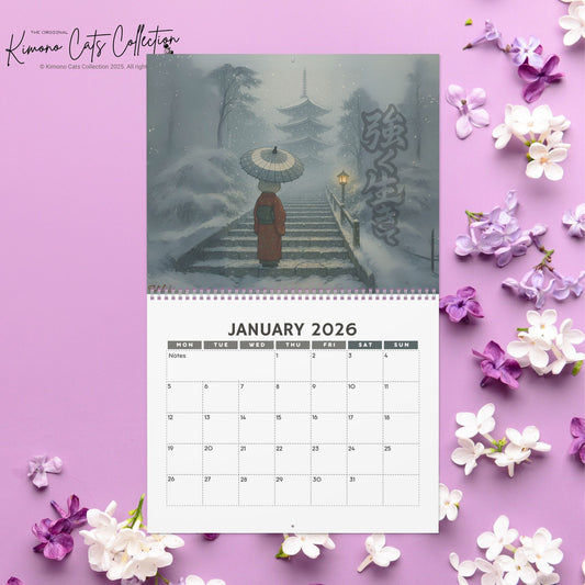 Quiet Journeys: Kimono Cats of Japan 2026 Wall Calendar