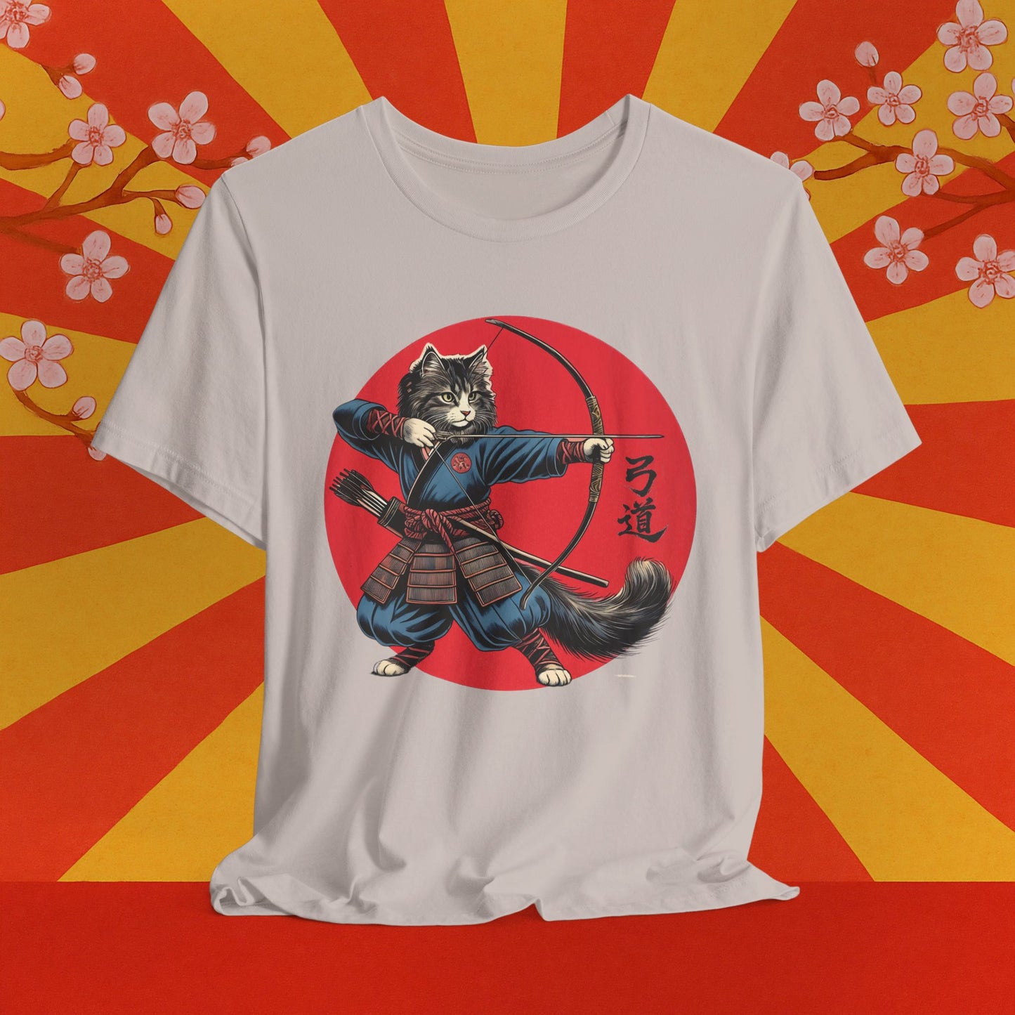 Samurai Cat Tee, Japanese Kyudo Bow