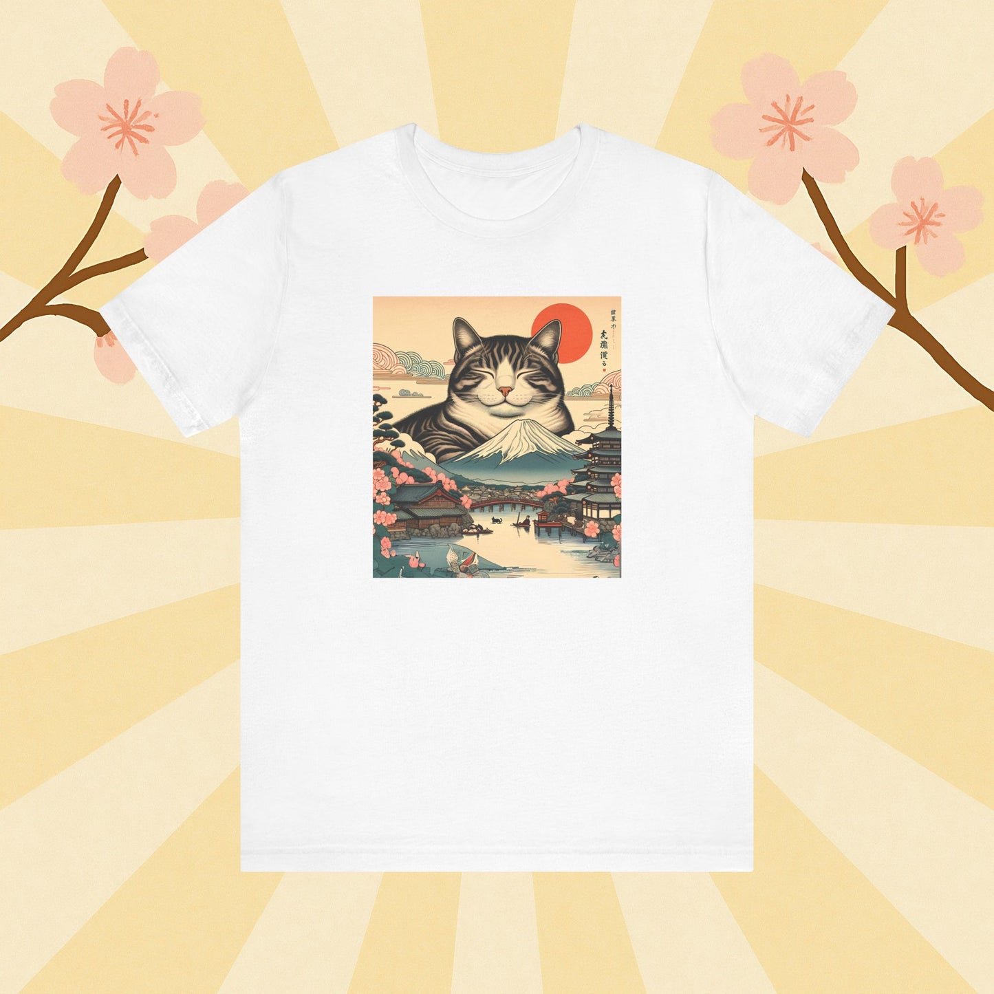 Sakura Mt. Fuji Cat T-Shirt