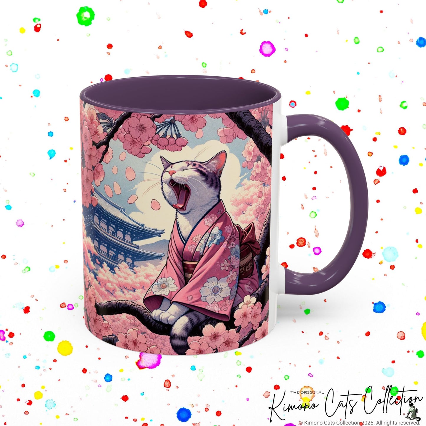 Kimono Cat Mug โ Sakura & Haiku Art ๐ธ๐ฑ