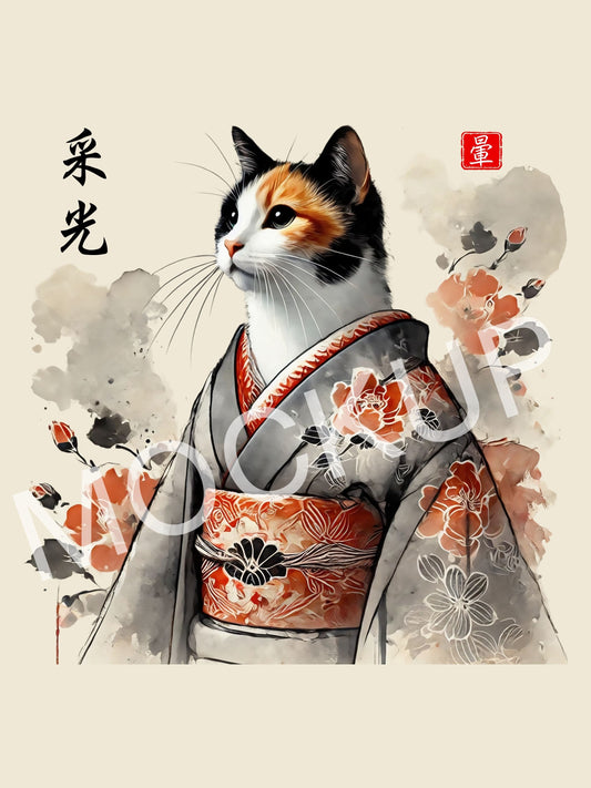 采光 (Sākō) – Light of Gathering Cat Wall Art