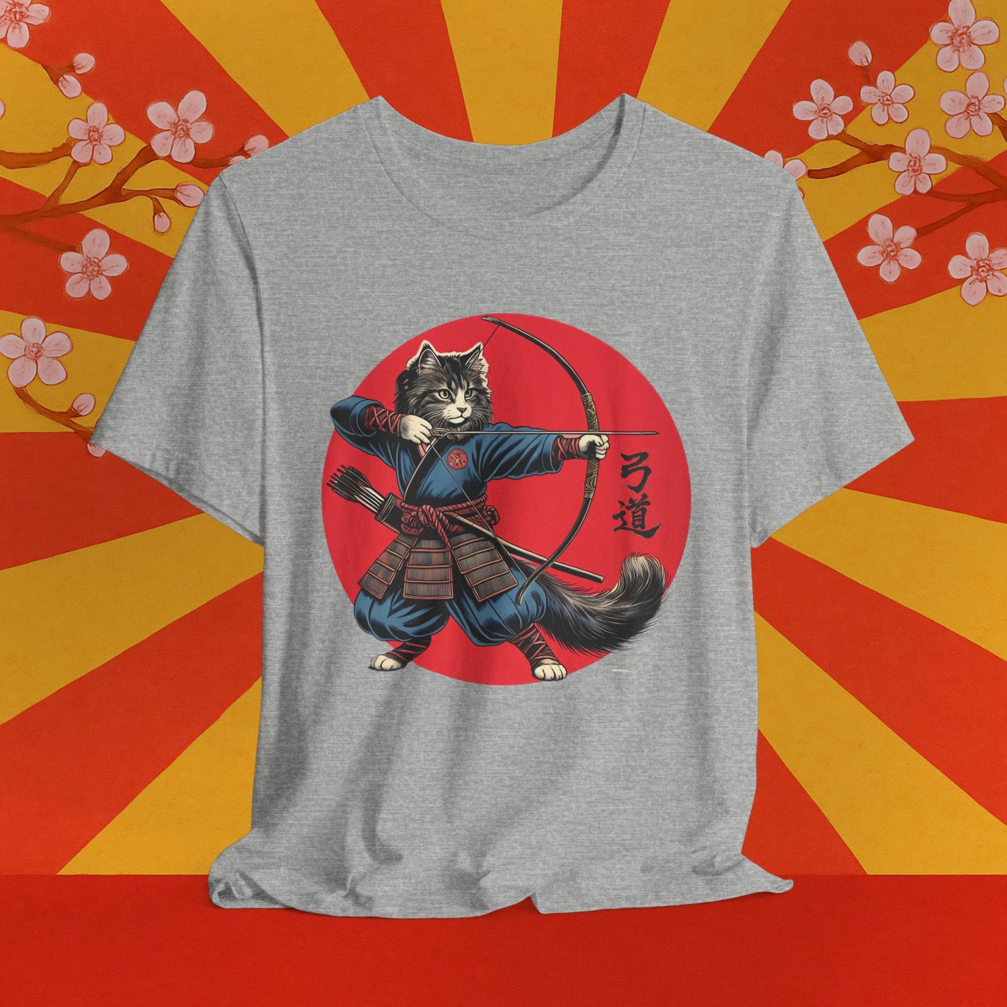 Samurai Cat Tee, Japanese Kyudo Bow