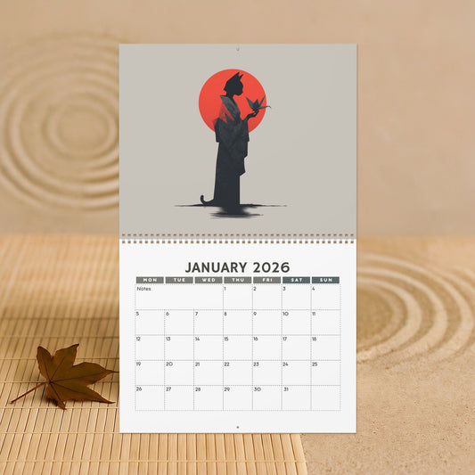 Origami Cat Ladies in Kimonos 2026 Wall Calendar