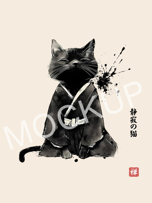 Seijaku no Neko - Zen Tranquility Cat Wall Art