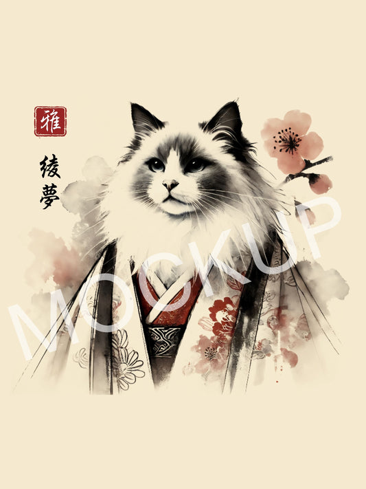 綾夢 (Aya-Mu) – Silken Dream Cat Wall Art