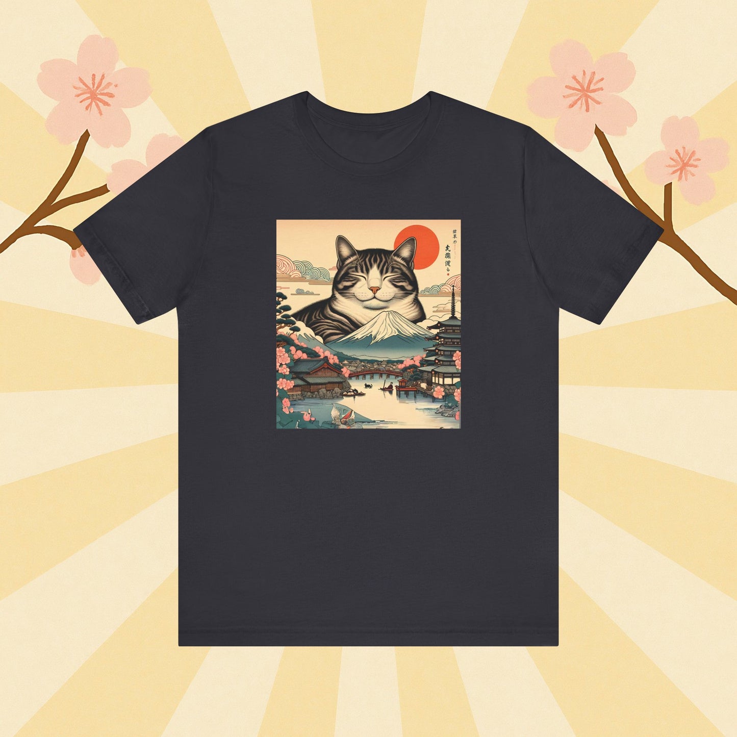 Sakura Mt. Fuji Cat T-Shirt