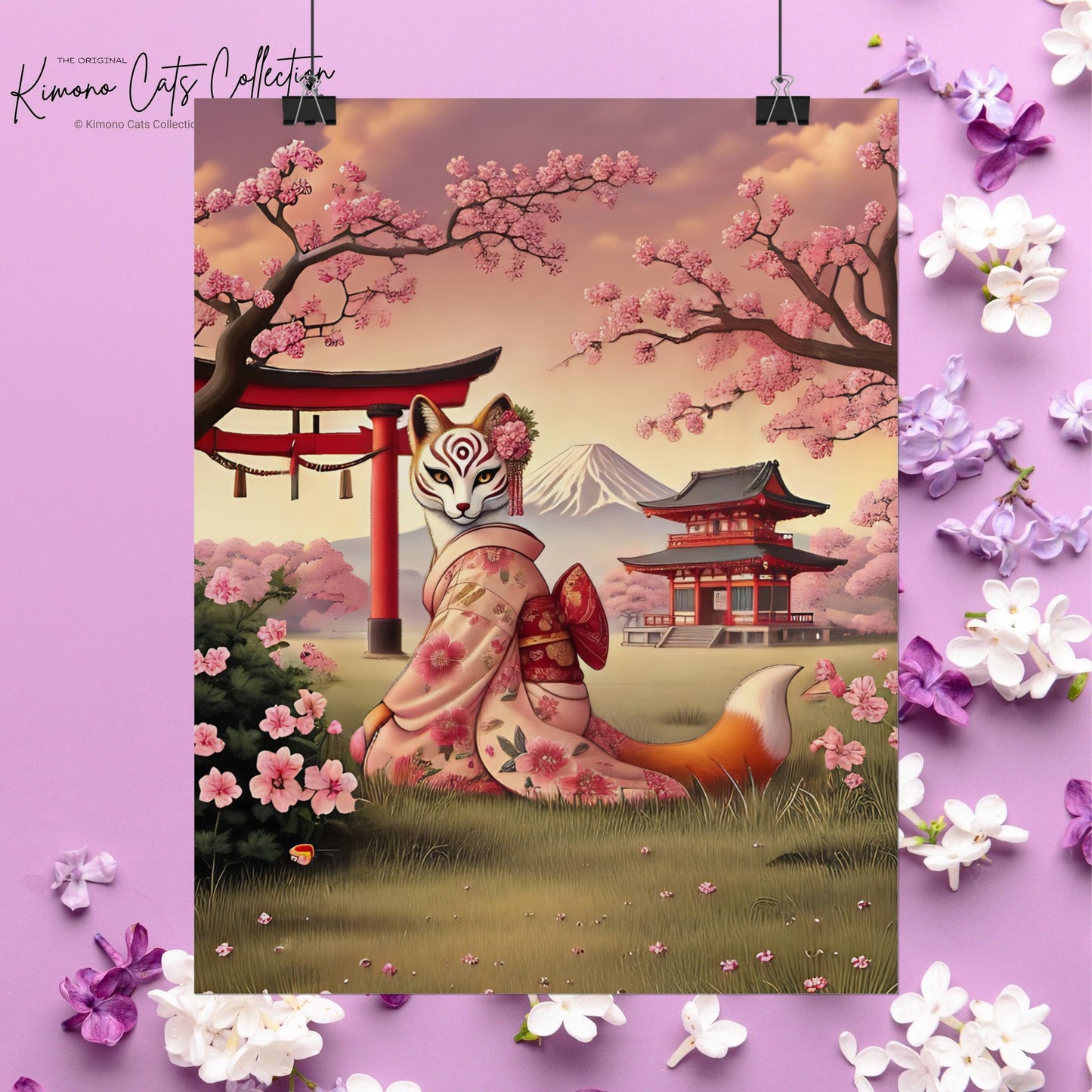 Kitsune Japanese Folklore Art Poster - Tsukihana