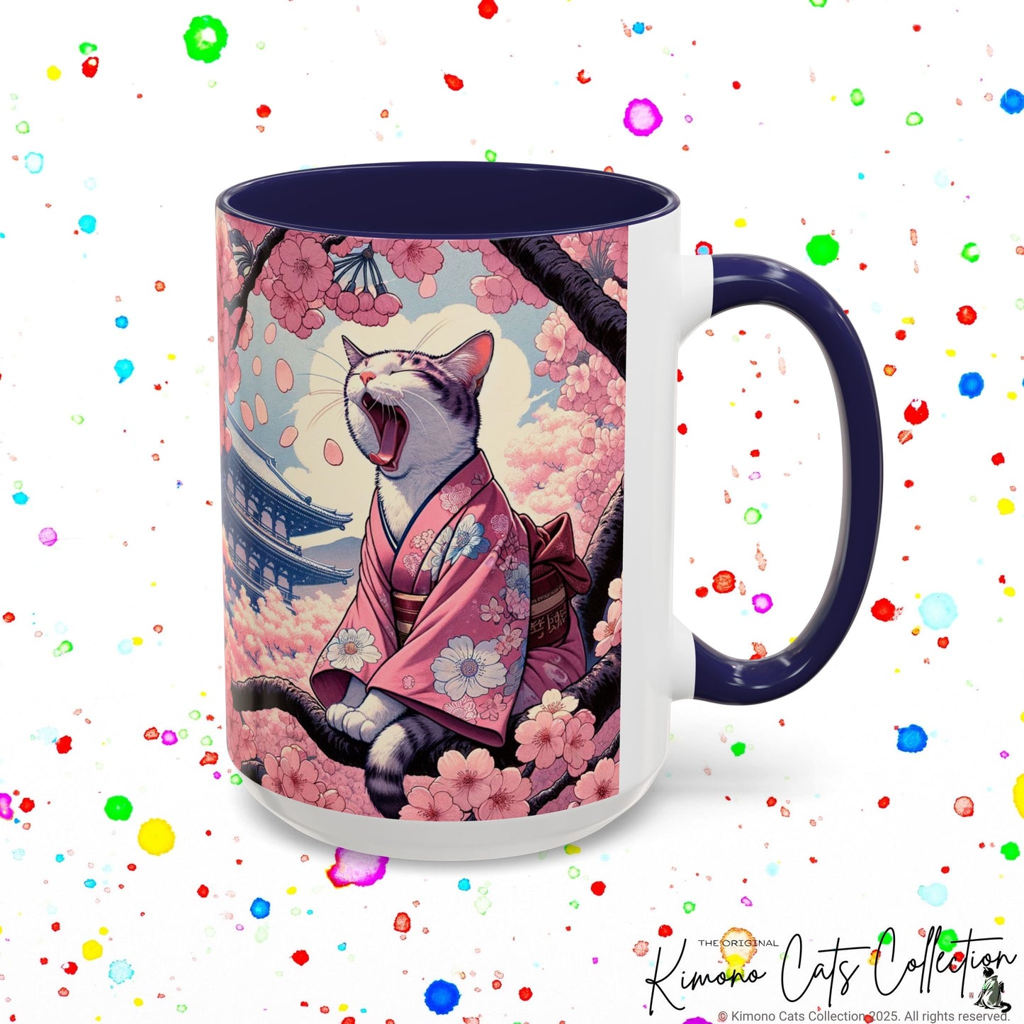 Kimono Cat Mug โ Sakura & Haiku Art ๐ธ๐ฑ