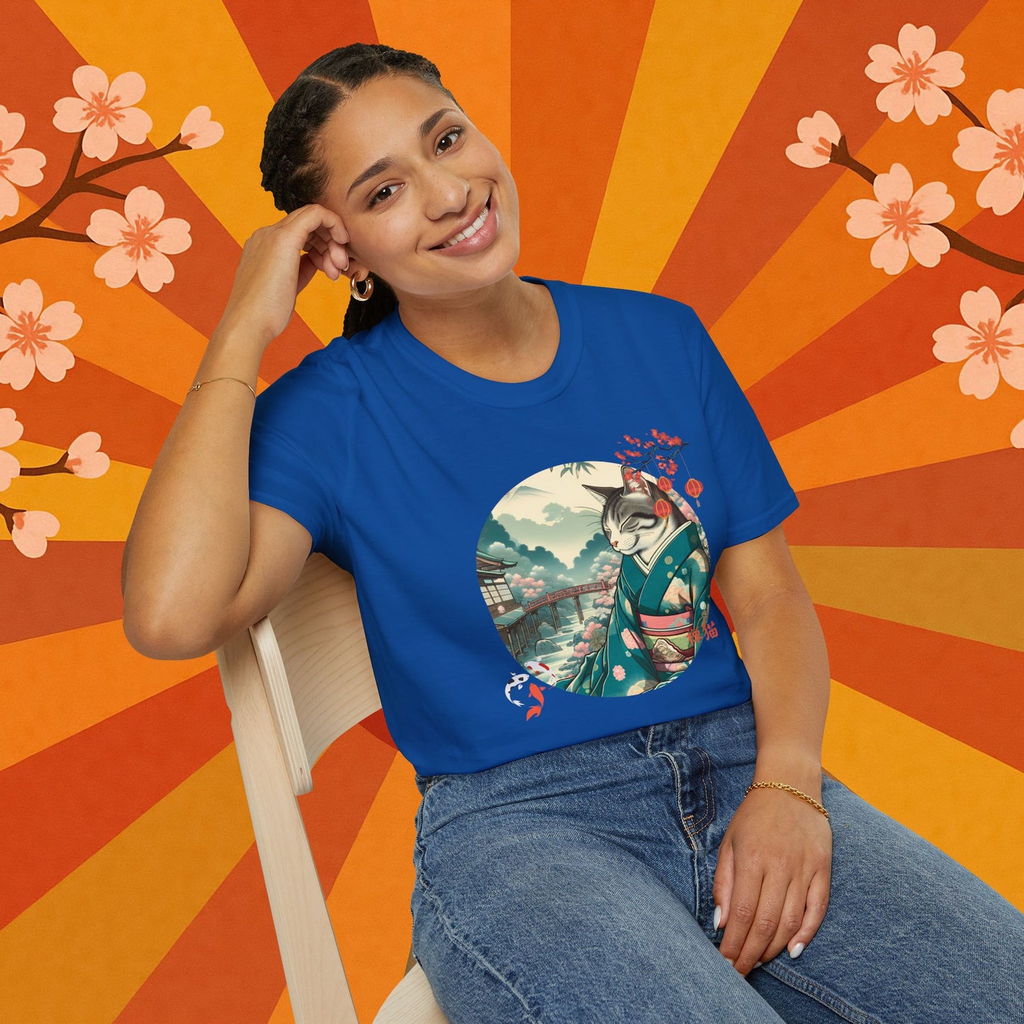 Kimono Cat T-Shirt - Japanese Zen Shrine Neko Softstyle Tee