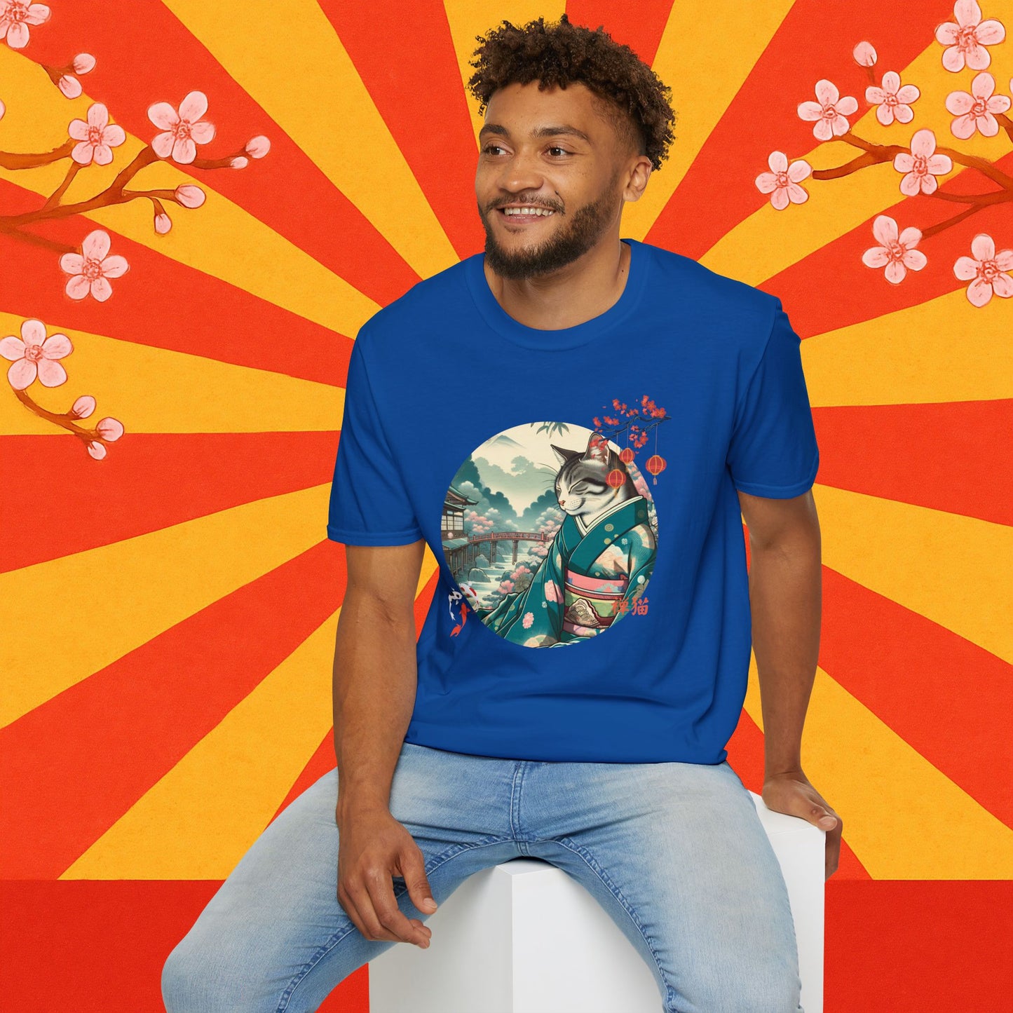 Kimono Cat T-Shirt - Japanese Zen Shrine Neko Softstyle Tee