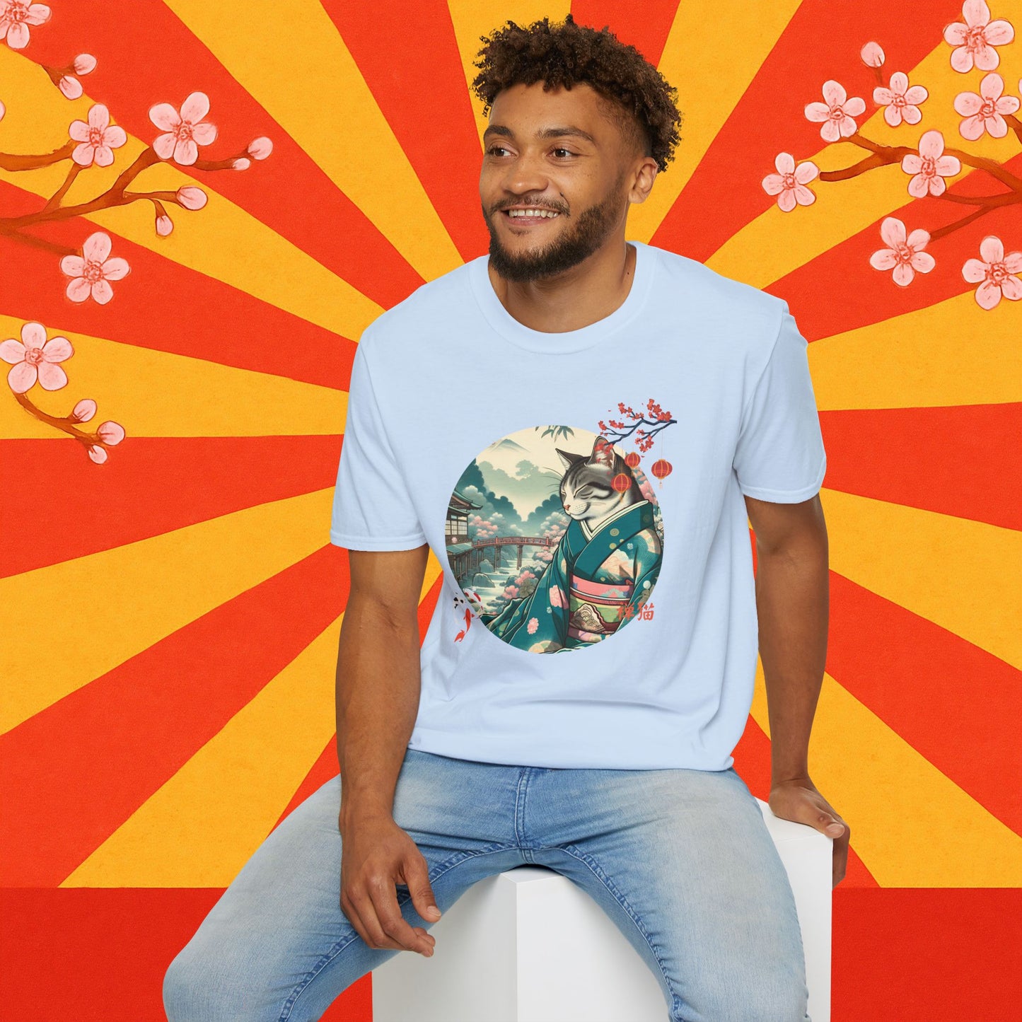Kimono Cat T-Shirt - Japanese Zen Shrine Neko Softstyle Tee