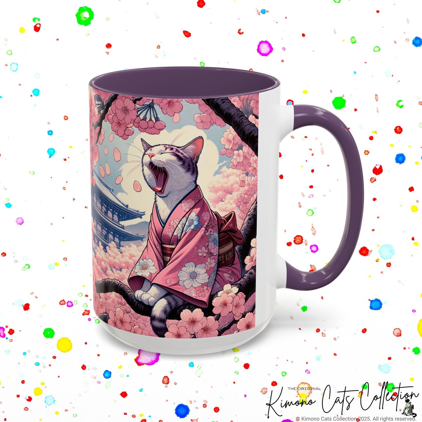 Kimono Cat Mug โ Sakura & Haiku Art ๐ธ๐ฑ