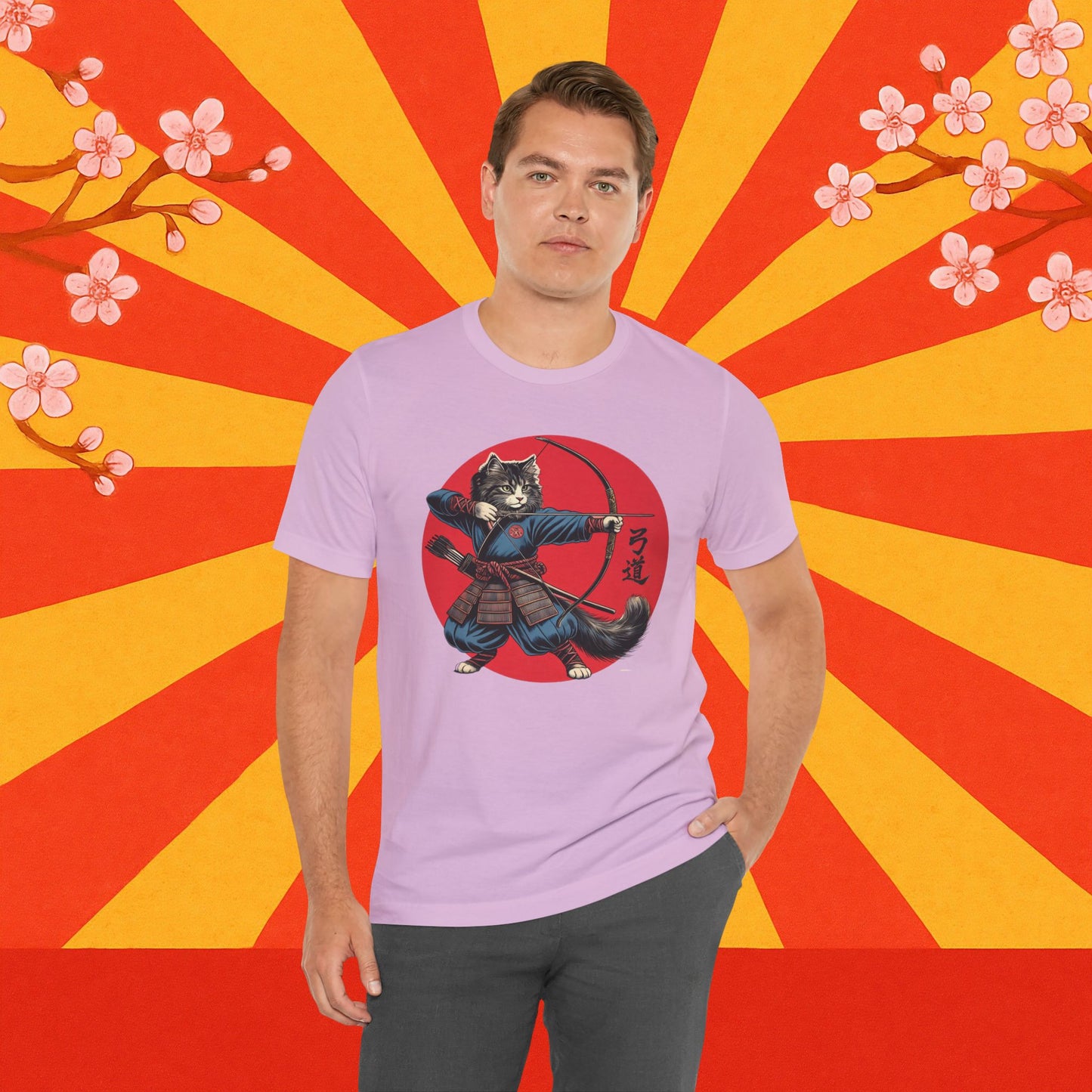 Samurai Cat Tee, Japanese Kyudo Bow