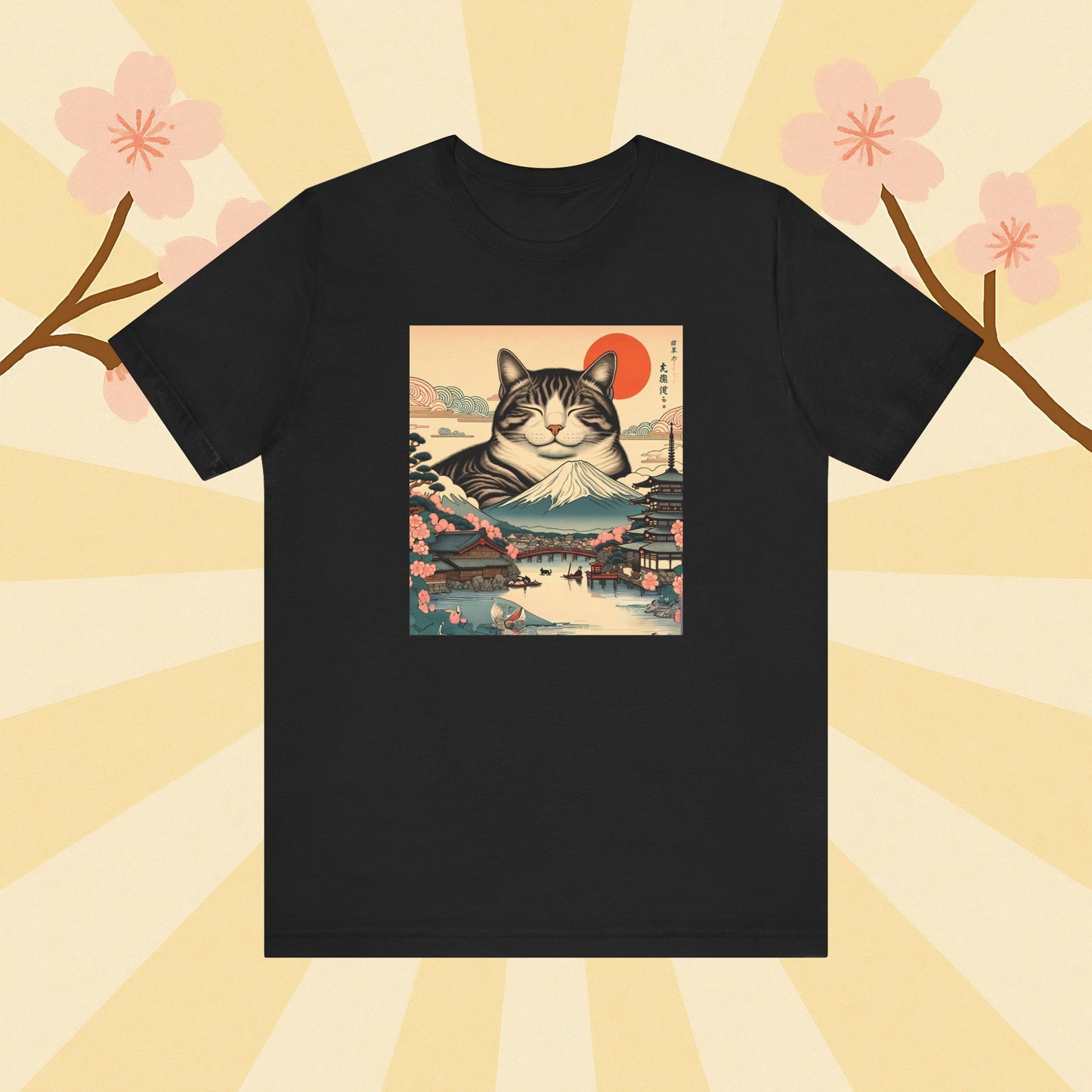 Sakura Mt. Fuji Cat T-Shirt