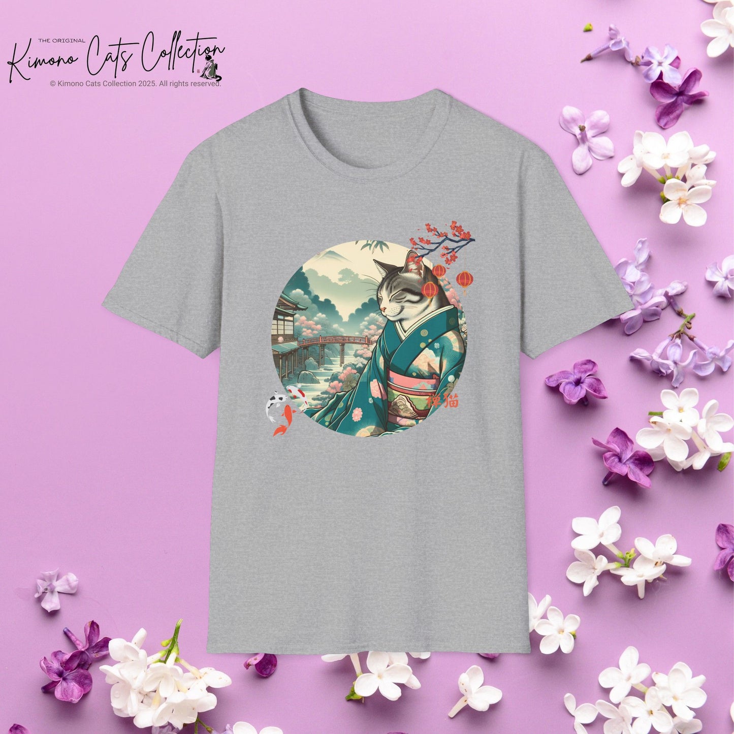 Kimono Cat T-Shirt - Japanese Zen Shrine Neko Softstyle Tee