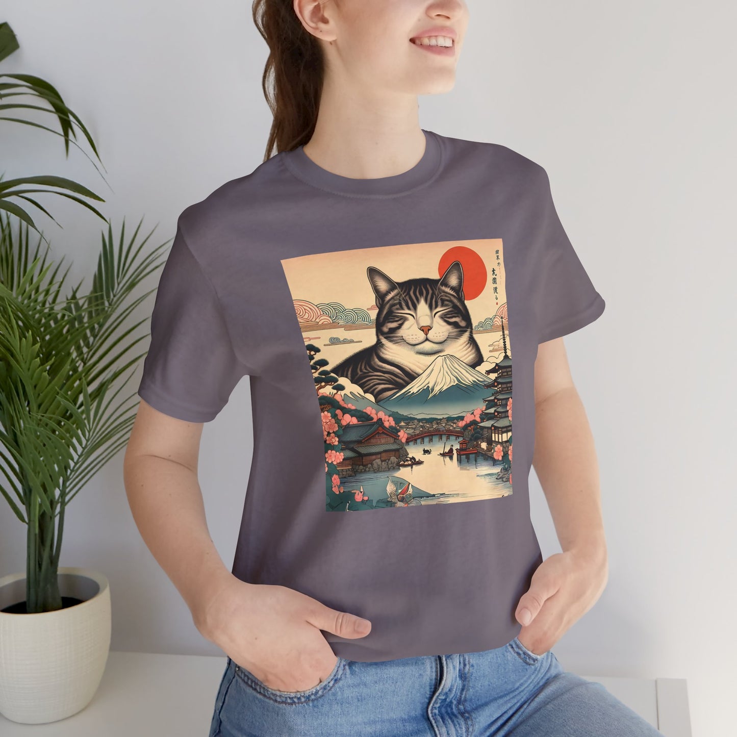 Sakura Mt. Fuji Cat T-Shirt