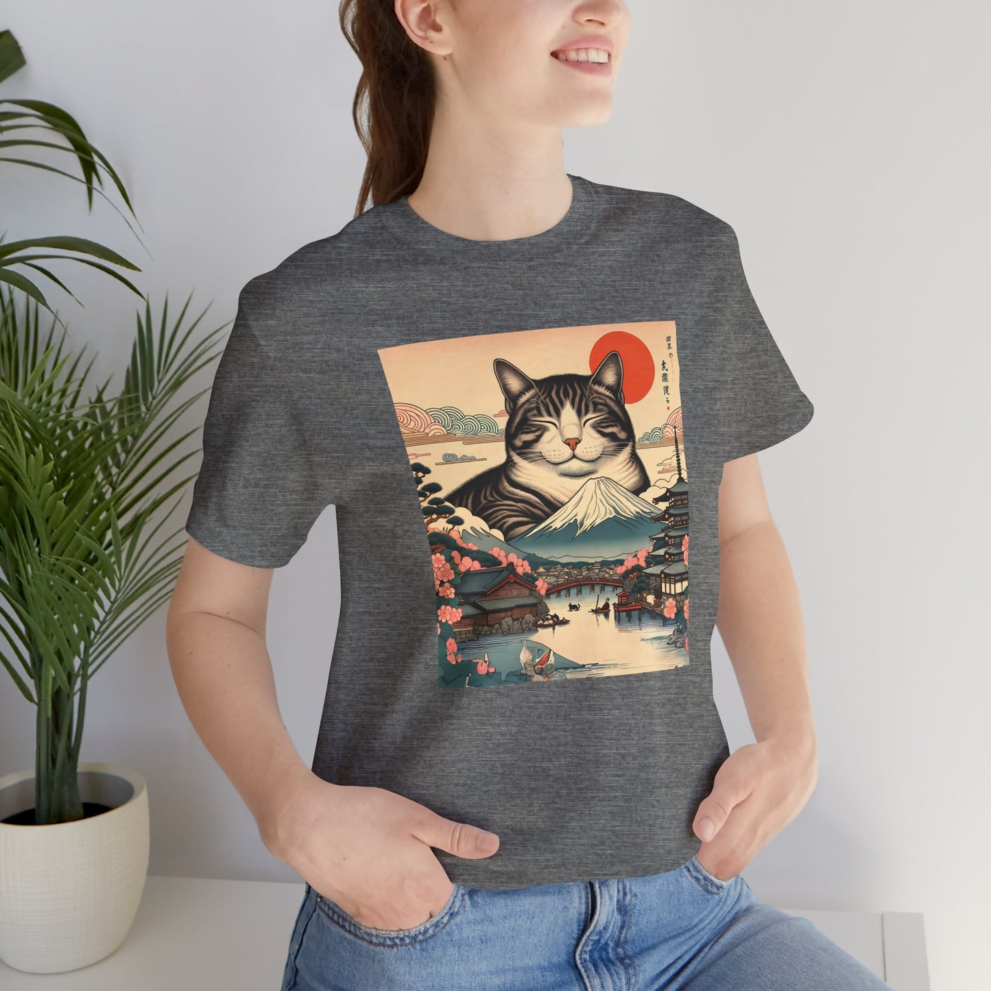 Sakura Mt. Fuji Cat T-Shirt