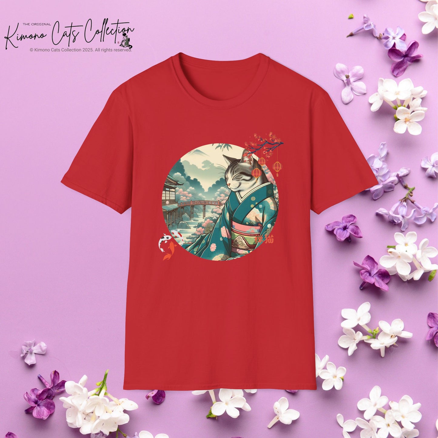 Kimono Cat T-Shirt - Japanese Zen Shrine Neko Softstyle Tee