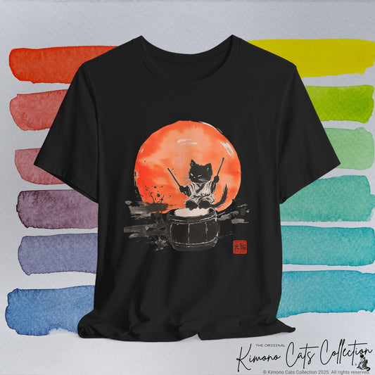 Taiko Cat T-Shirt - Echo of the Drum - Unisex Tee