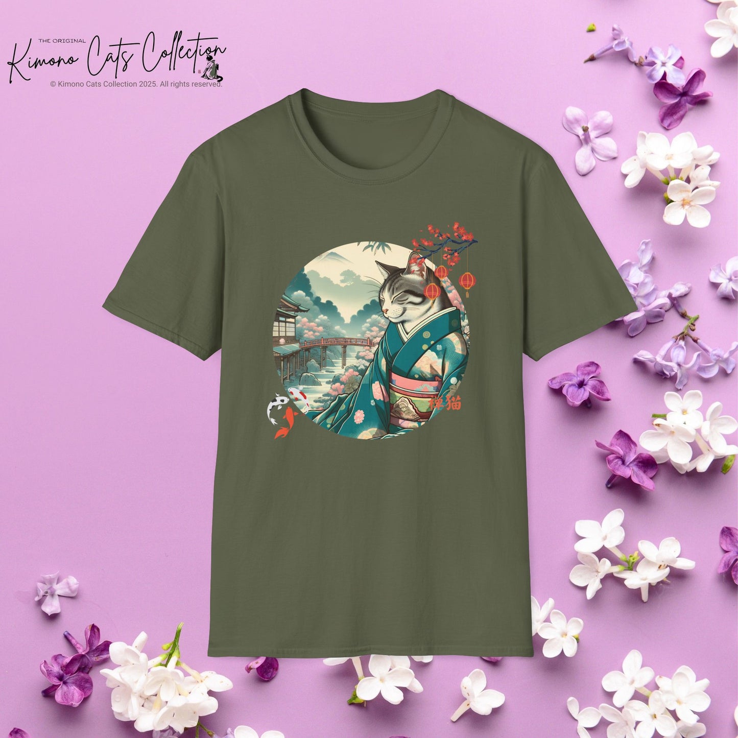 Kimono Cat T-Shirt - Japanese Zen Shrine Neko Softstyle Tee