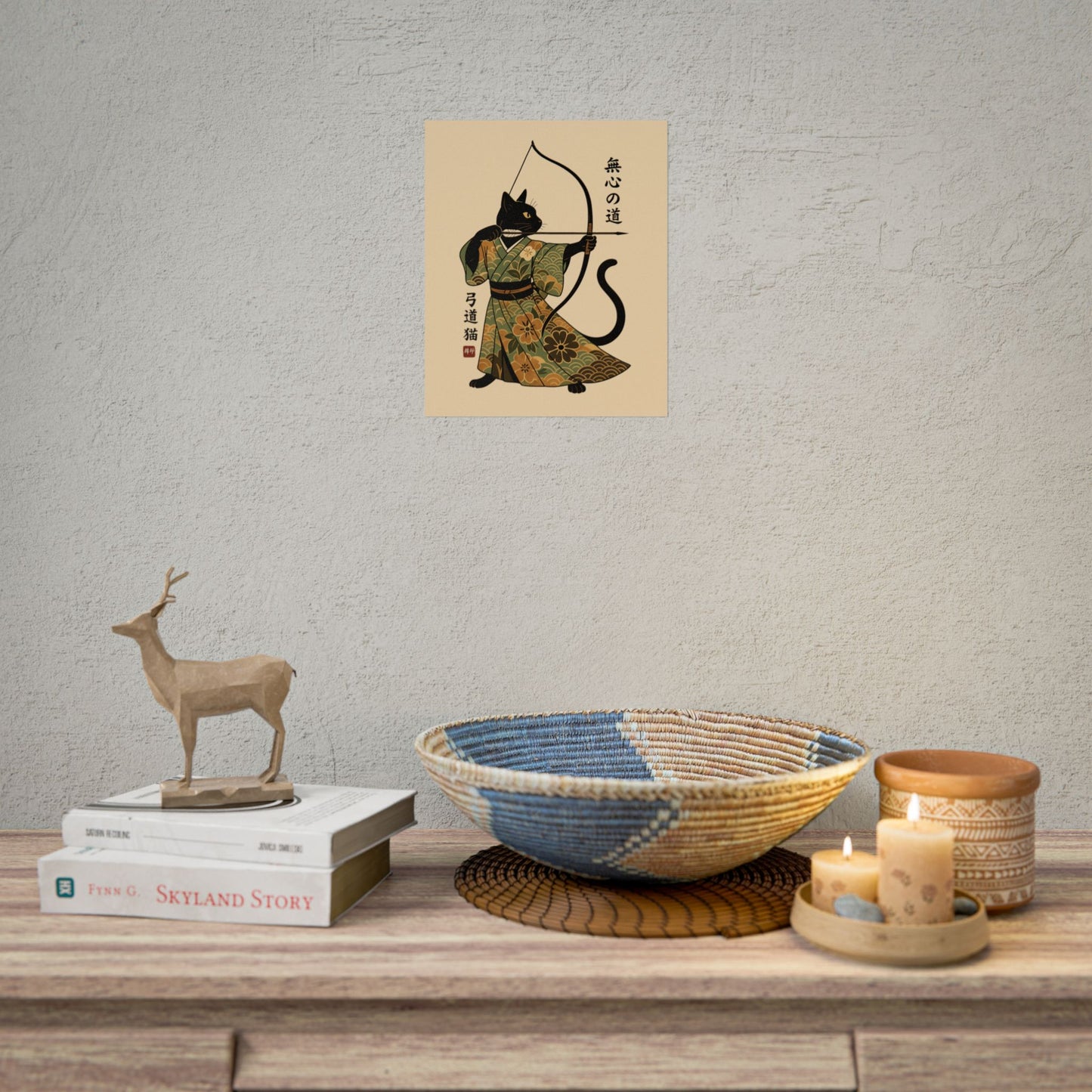 Kyūdō Cat Wall Art – The Way of No-Mind (弓道猫 • 無心の道)