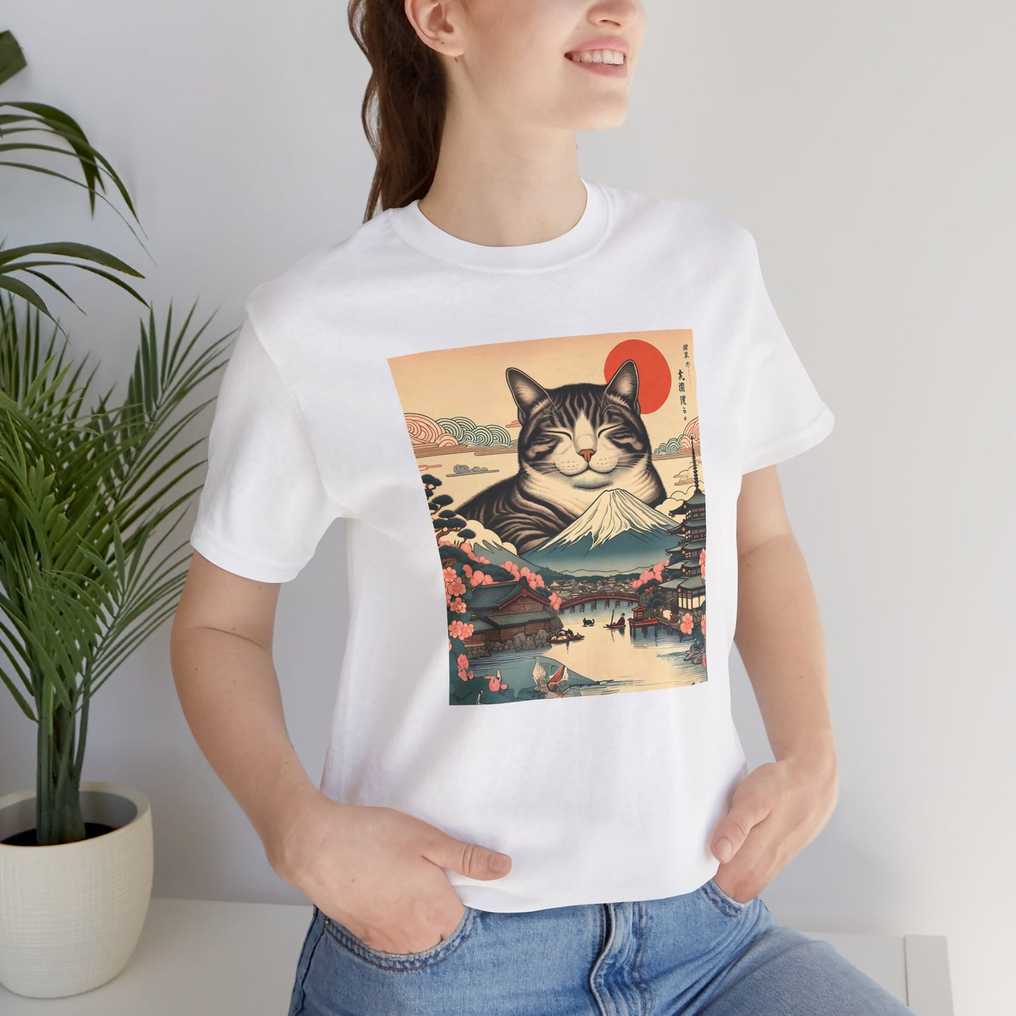 Sakura Mt. Fuji Cat T-Shirt