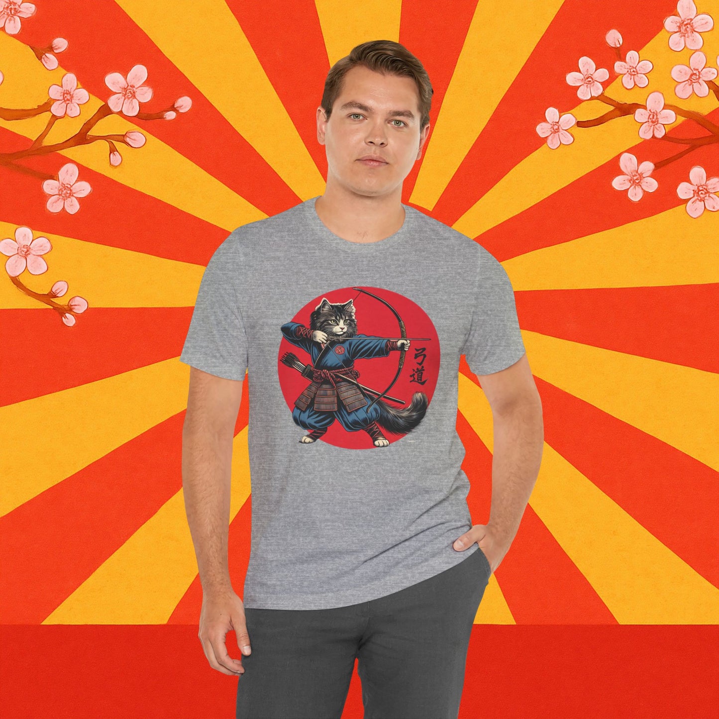 Samurai Cat Tee, Japanese Kyudo Bow