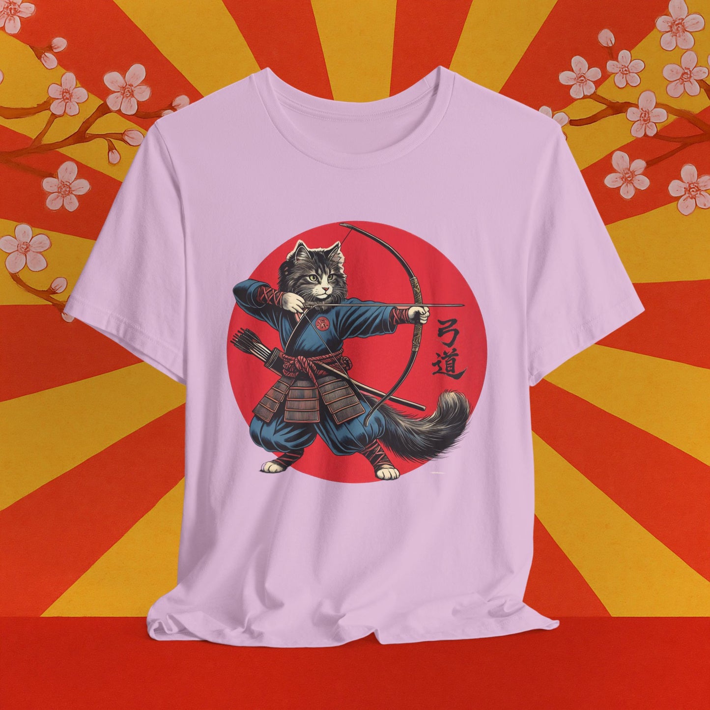 Samurai Cat Tee, Japanese Kyudo Bow