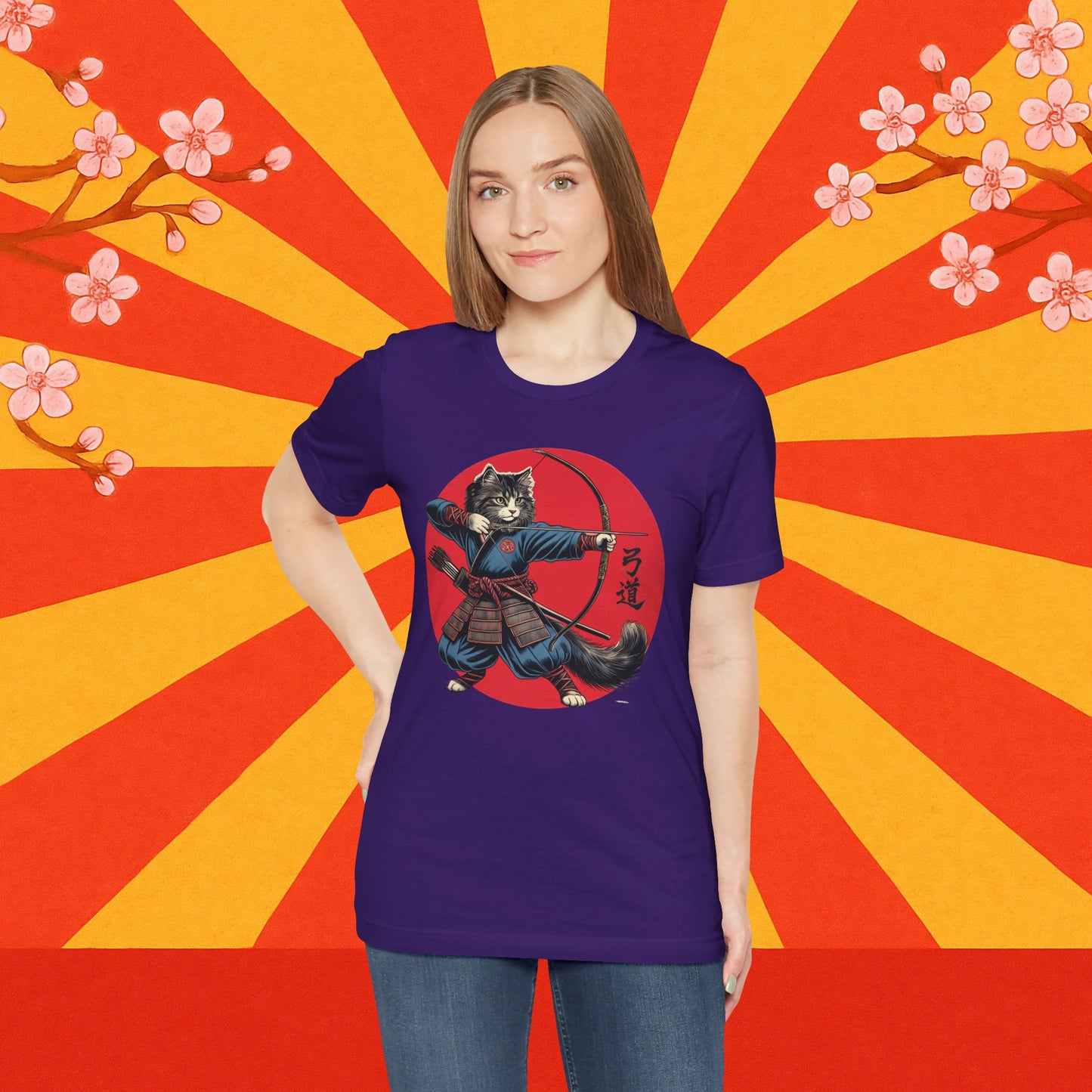 Samurai Cat Tee, Japanese Kyudo Bow