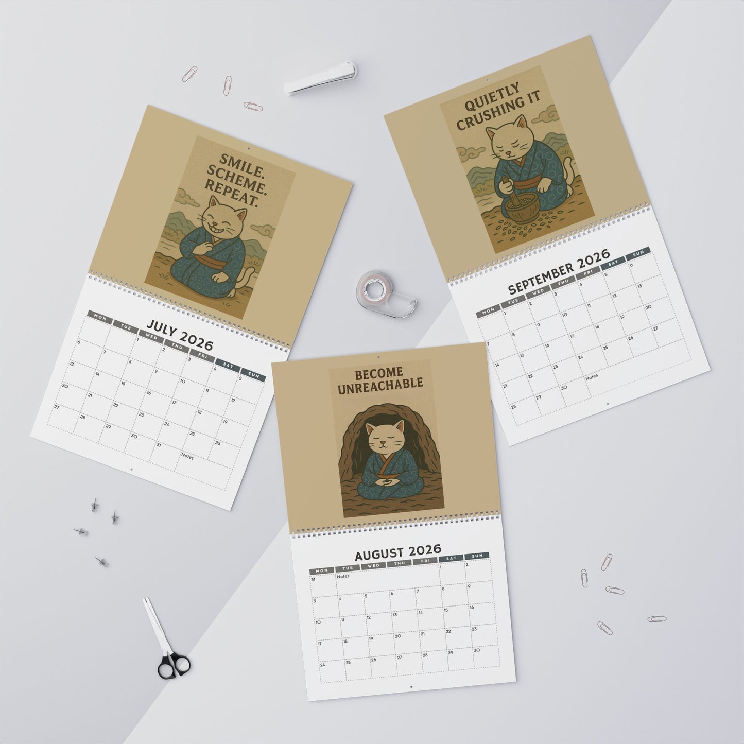 Quirky Quotes by Cats in Kimonos Wall Calendar 2026