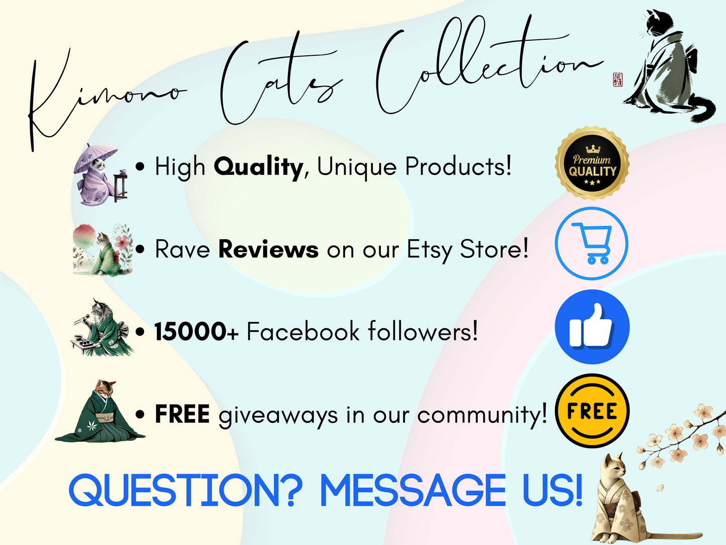 Sakura Kimono Cat Tee, Japanese Flower Boho T-Shirt